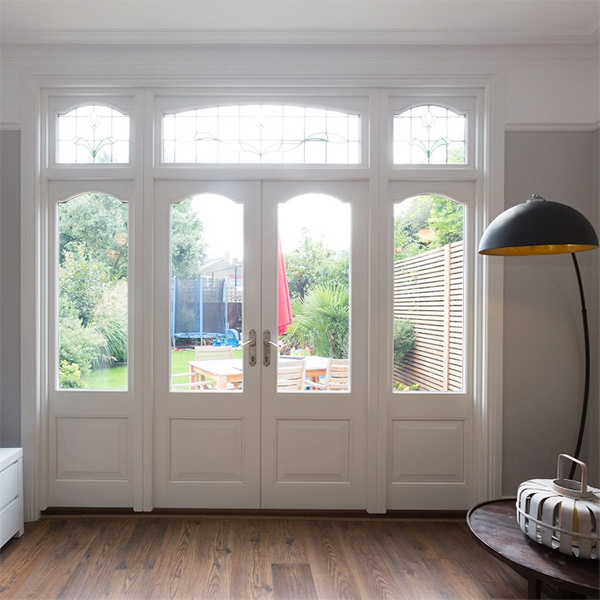timber french doors with fan lights