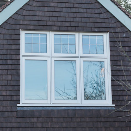 timber casement window leaded glass