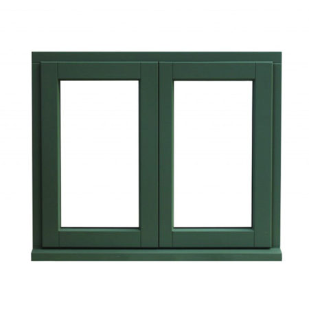 traditional stormproof timber casement window french mullion dual colour green