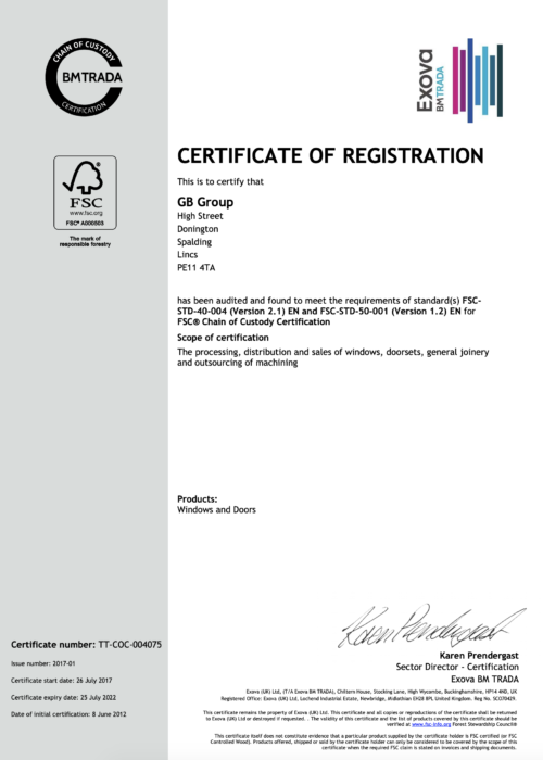 FSC Chain of Custody Certificate