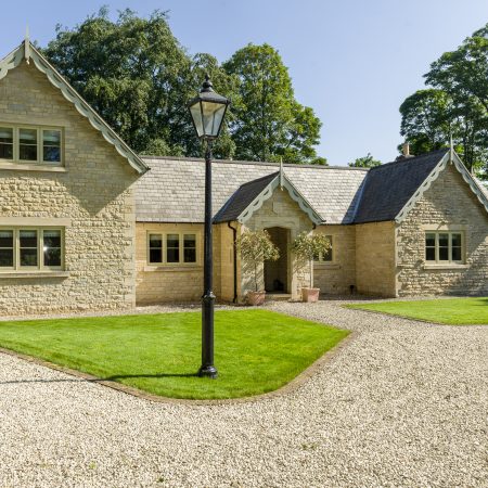 Beautiful Lincolnshire home, front of house showing casement windows and entrance door