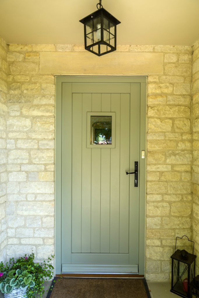 pale green entrance door