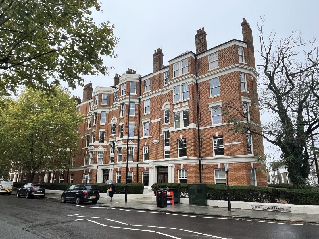 a block of apartments in London that benefit from retrofit timber double glazed sliding sash windows.